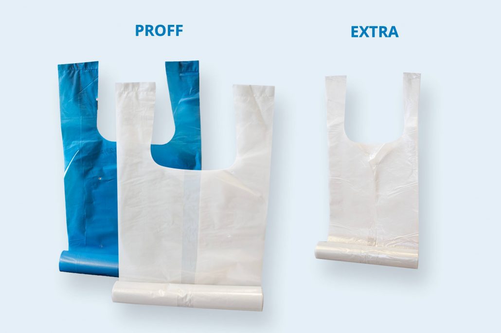 "Bilde av gjennomsiktige avfallssekker som viser innholdet, designet for enkel sortering og ansvarlig avfallshåndtering."