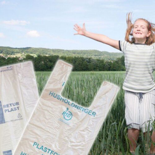 Retursekker designet for effektiv gjenvinning av avfall. Sekkene er laget av slitesterkt materiale og er ideelle for organisert innsamling av resirkulerbare materialer
