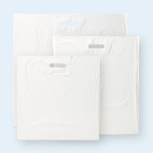 "Hvite nøytrale bæreposer, produsert i Norge. Enkle og stilige, perfekte for alle anledninger og designet for brukervennlighet."